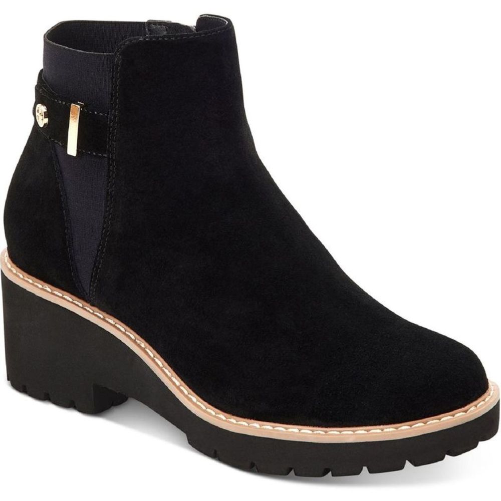 Giani Bernini Womens Vaass Black Suede Ankle Heels Wedge Boots Shoes NWT